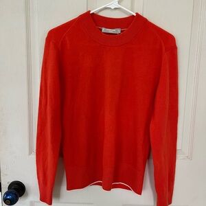 NEW Everlane 100% Cashmere Orange Long Sleeve with White Trim Crewneck XS